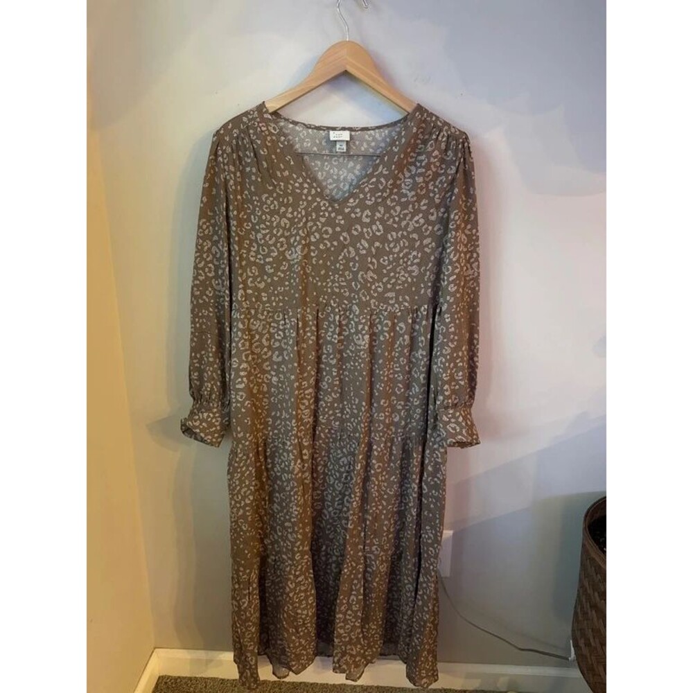 A New Day Leopard Print Tiered Midi Dress XS
